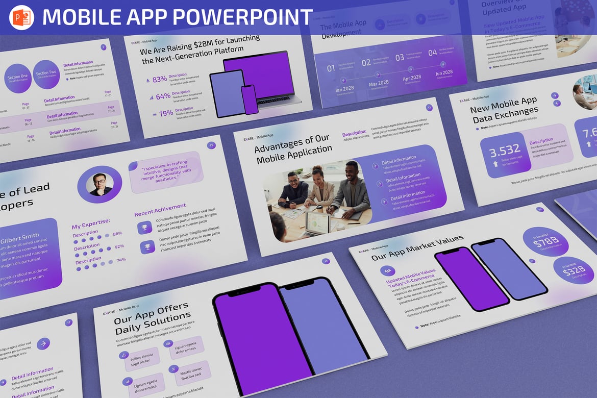 Template PowerPoint Pitch Deck Aplikasi Mobile yang Menarik