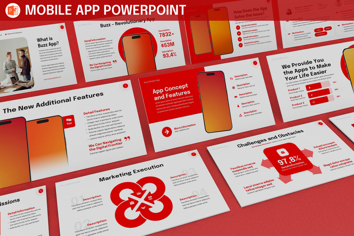 Template Presentasi PowerPoint untuk Pitch Deck Aplikasi Mobile