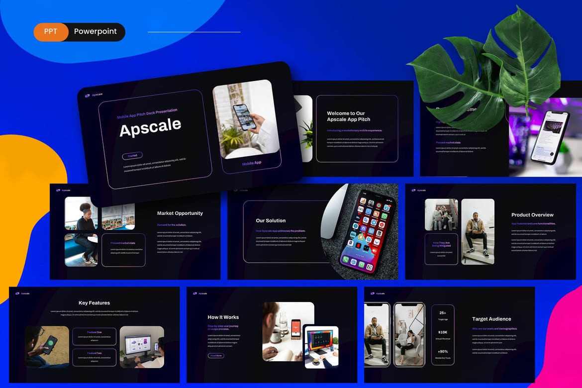 Template PowerPoint Pitch Deck Aplikasi Mobile yang Menarik