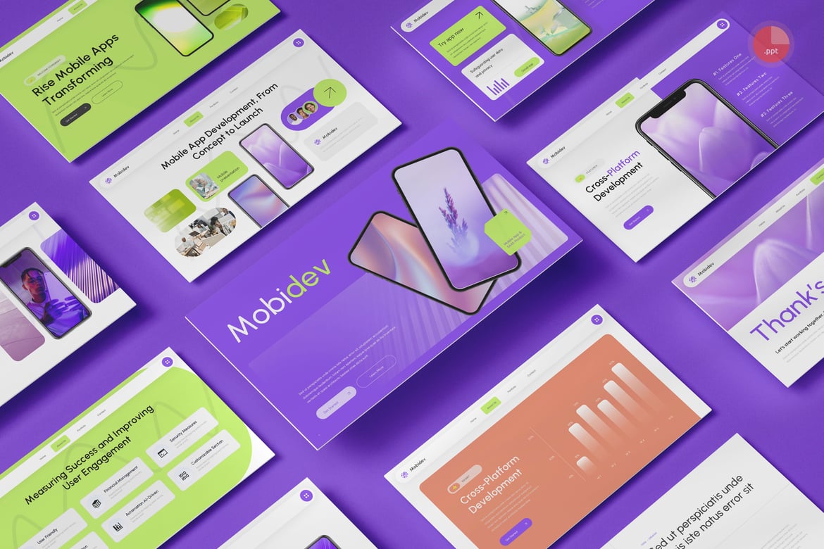 Template PowerPoint Aplikasi Mobile yang Memukau