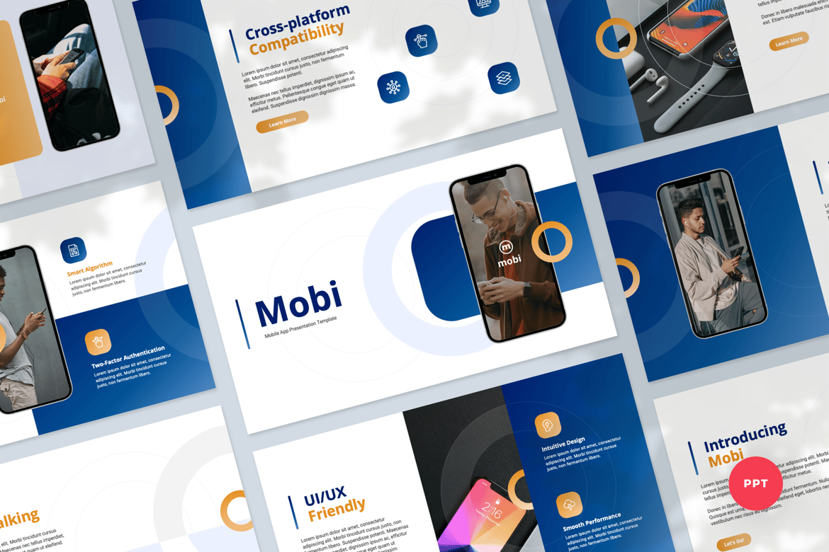 Template Presentasi PowerPoint Aplikasi Mobile yang Menarik