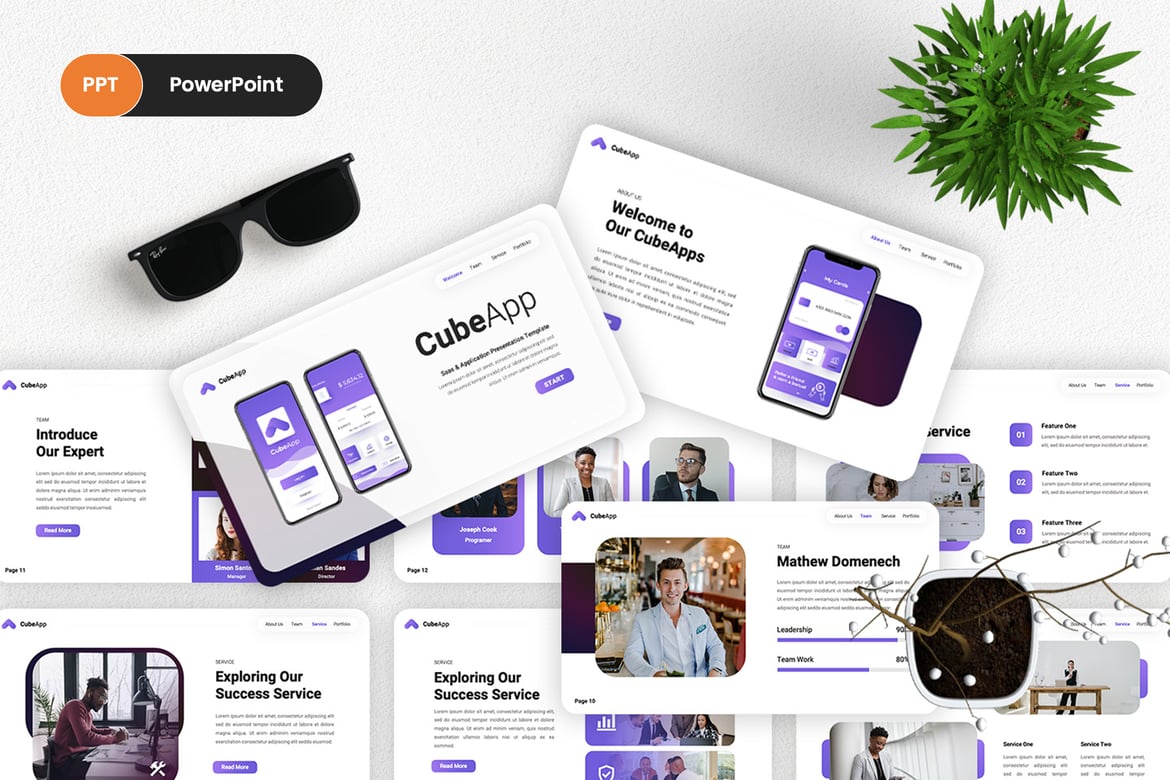 Template PowerPoint Aplikasi Mobile yang Menarik