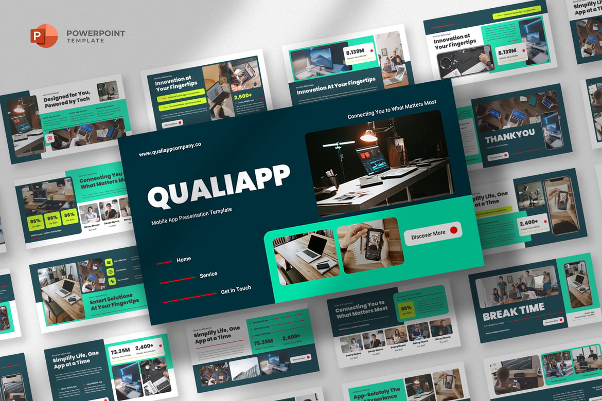 Template Powerpoint Aplikasi Mobile yang Modern dan Profesional