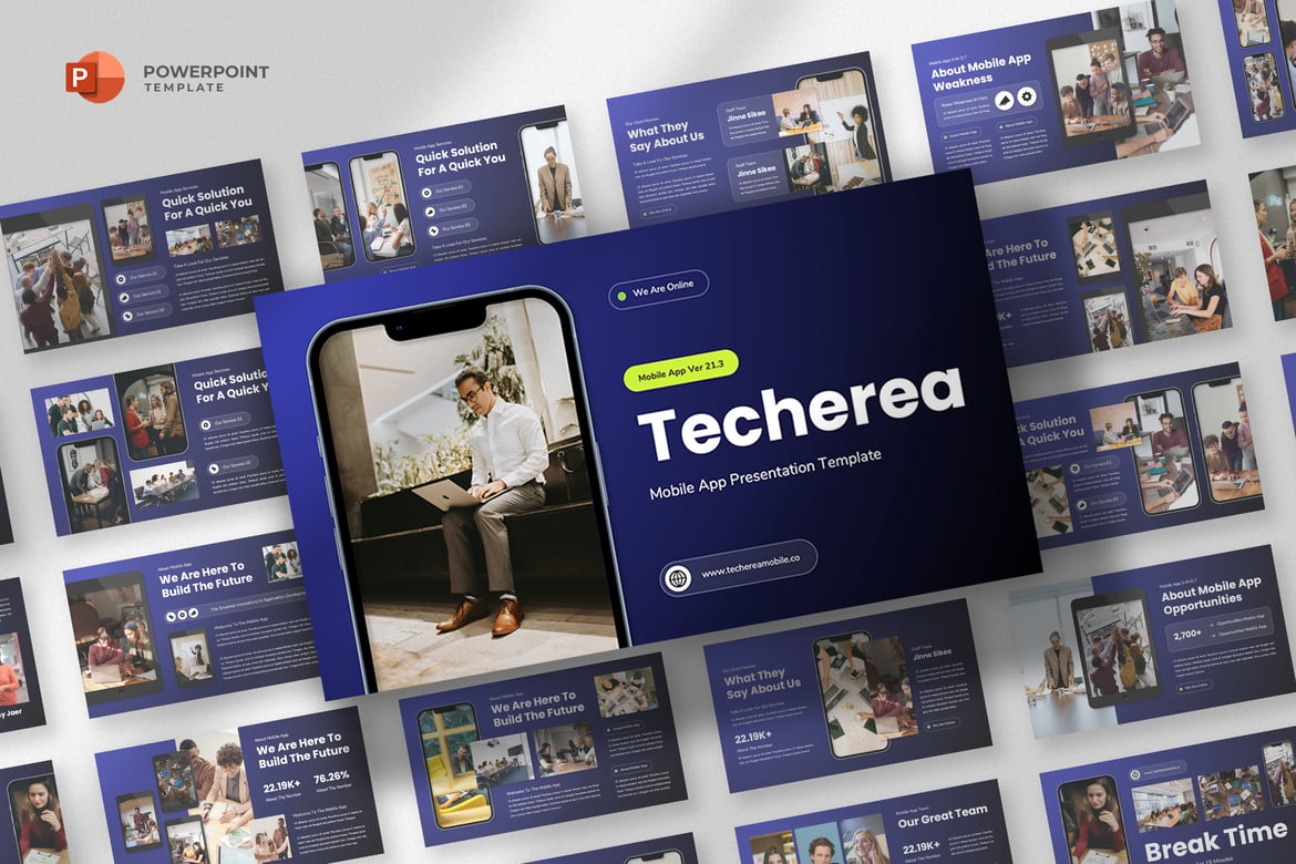Template Powerpoint Aplikasi Mobile yang Modern dan Profesional
