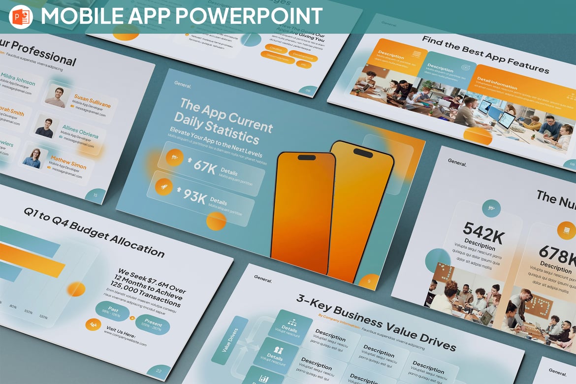 Template PowerPoint Aplikasi Mobile Modern dan Menarik