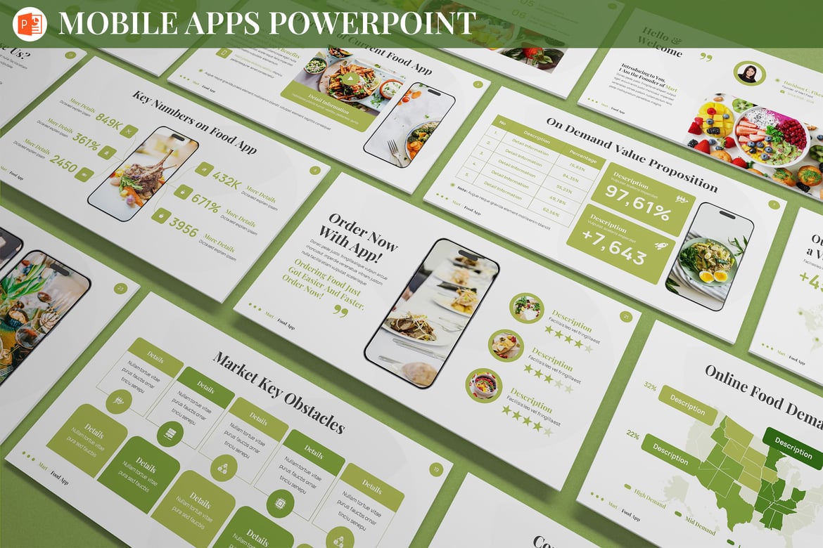 Template PowerPoint Peluncuran Aplikasi Mobile yang Modern dan Menarik