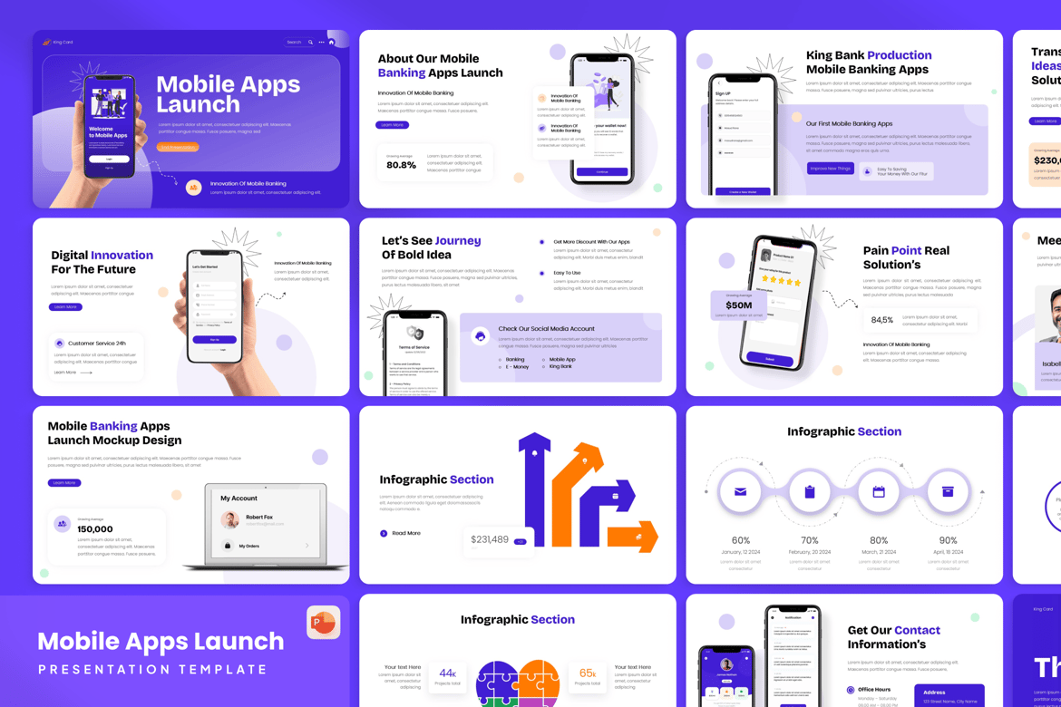 Template Presentasi PowerPoint Peluncuran Aplikasi Mobile yang Menarik