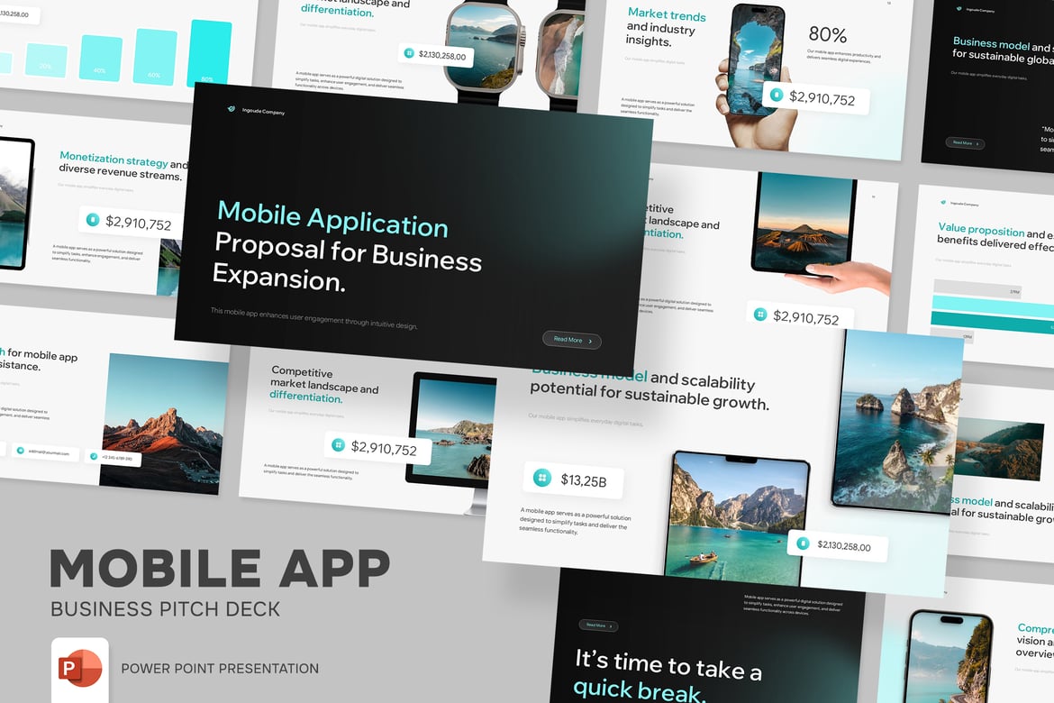 Template Presentasi Pitch Deck Aplikasi Mobile untuk Pendanaan
