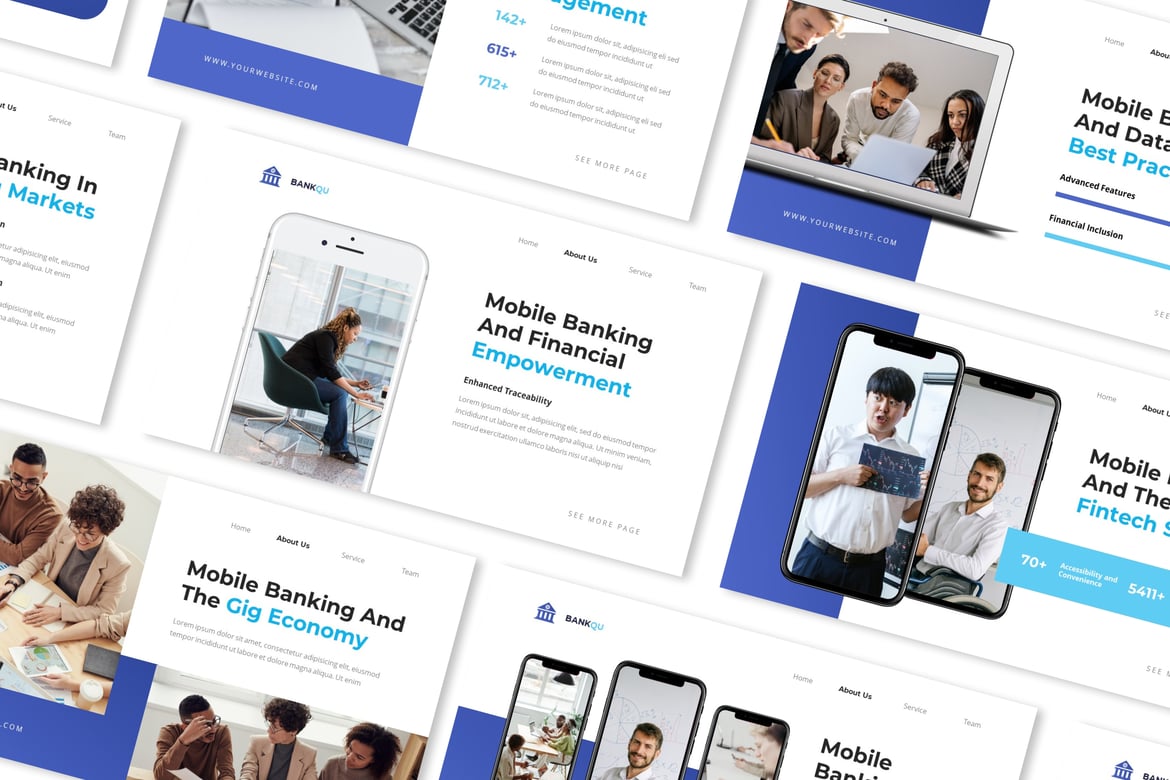 Template Presentasi PowerPoint Mobile Banking yang Menarik