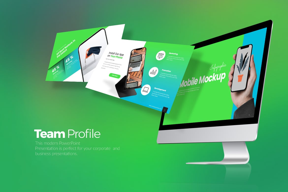 Template Presentasi PowerPoint Mockup Mobile yang Menarik