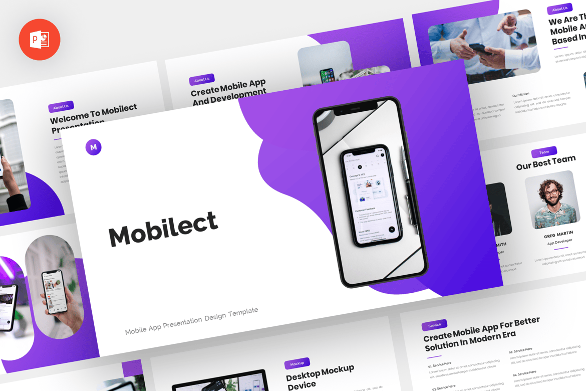 Template PowerPoint Mobilect - Desain Modern untuk Aplikasi Mobile