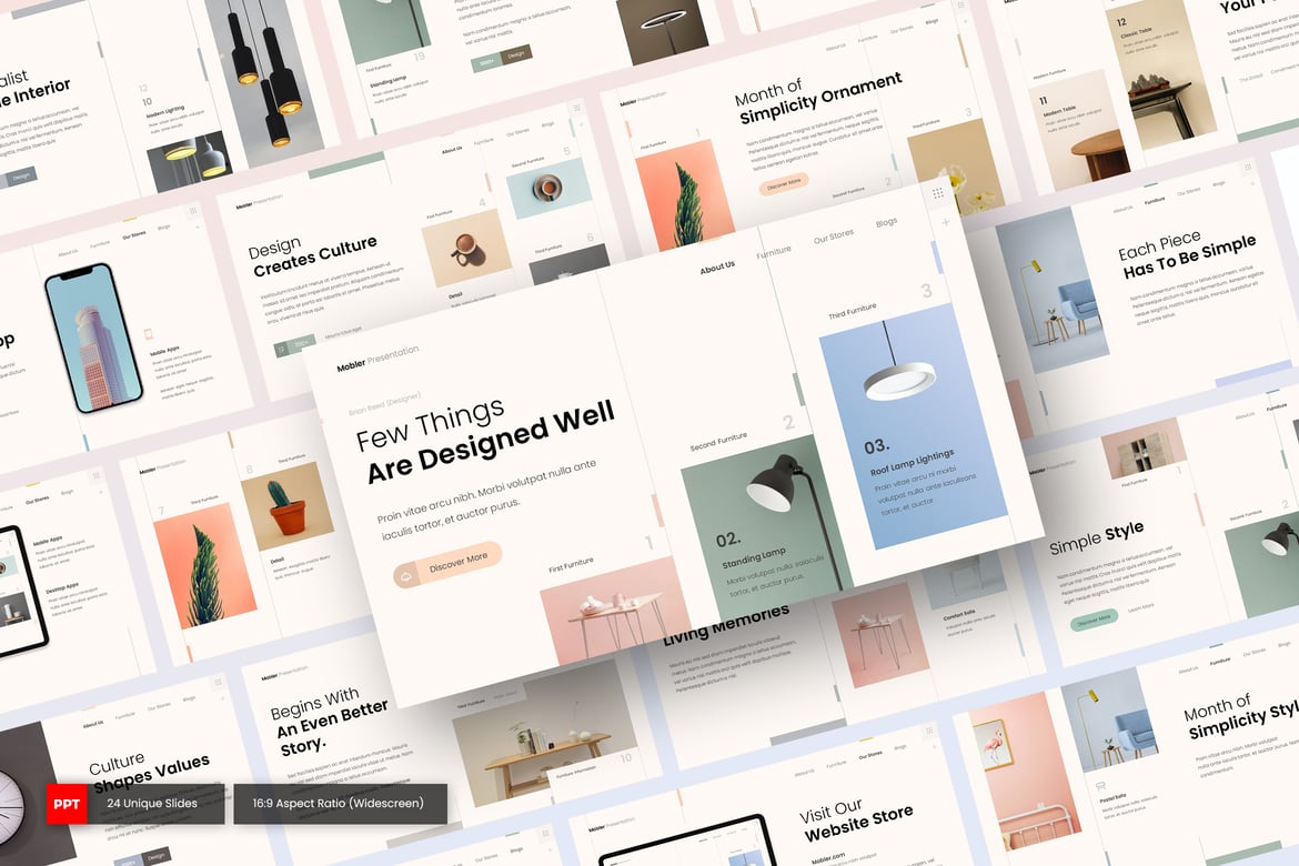 Template Presentasi PowerPoint Mobler - Katalog Produk Kreatif
