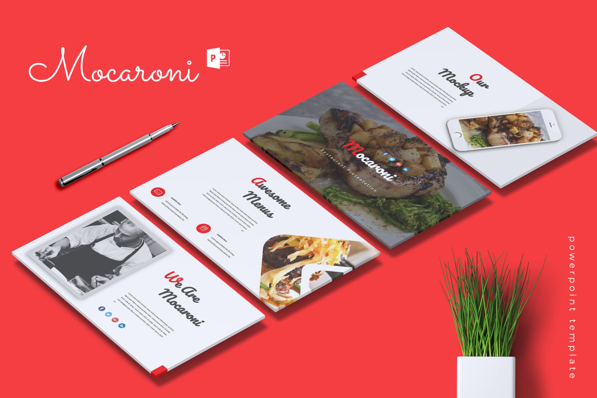 Template Presentasi MOCARONI - PowerPoint untuk Restoran & Makanan