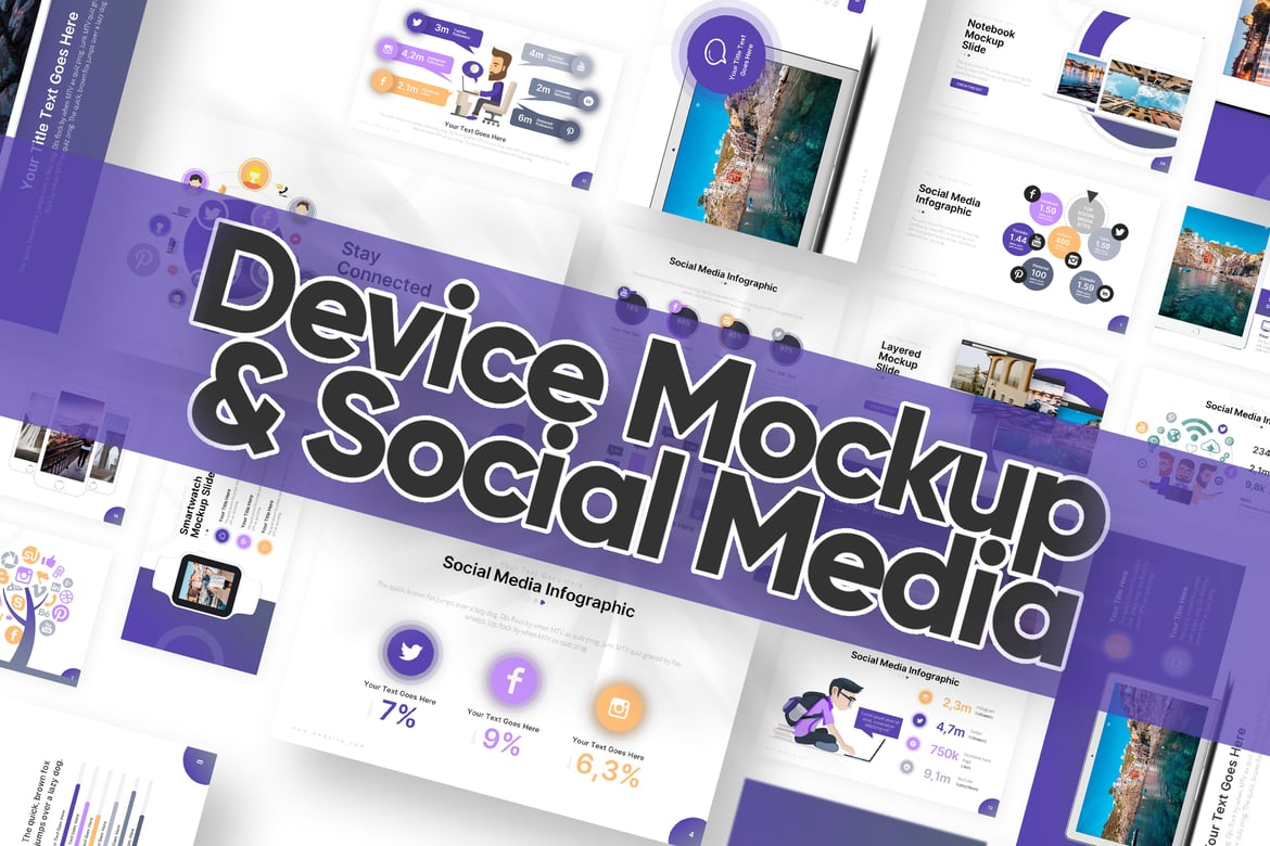 Template Powerpoint Mockup & Slide Media Sosial yang Menarik