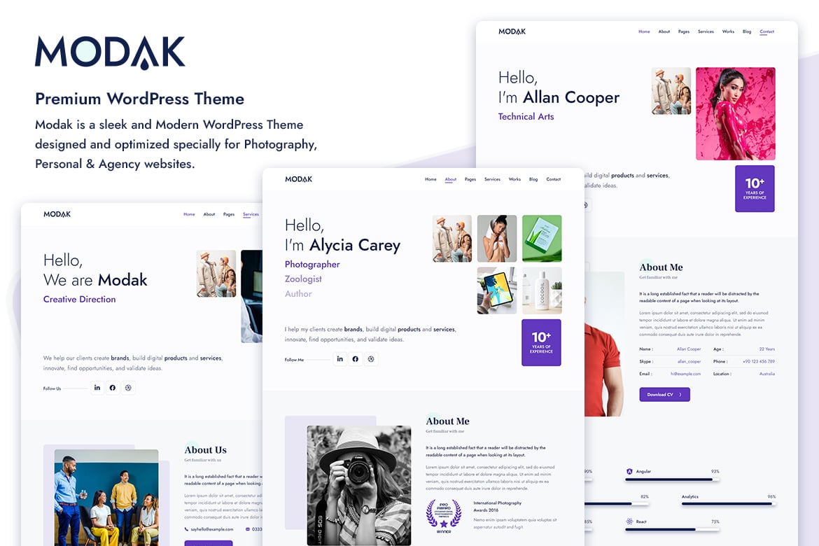 Modak - Tema WordPress Satu Halaman yang Modern dan Responsif