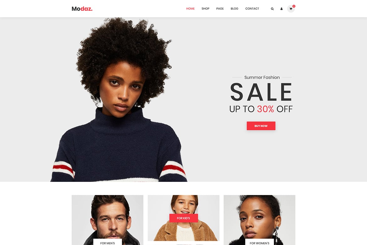 Modaz | Template Website eCommerce Minimalis untuk Fashion dan Gaya Hidup