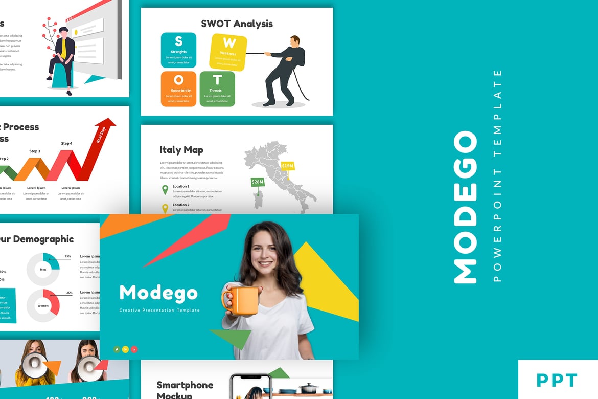 Modego - Template Presentasi Powerpoint Kreatif yang Menarik