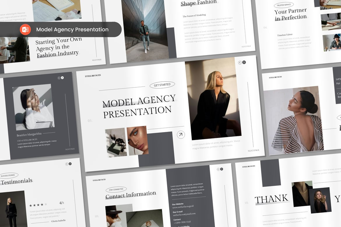 Template Presentasi PowerPoint untuk Agensi Model yang Menarik