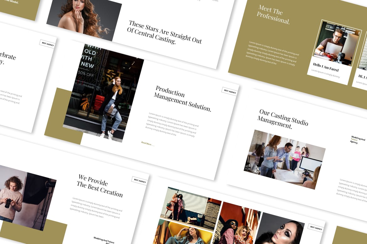 Template Presentasi PowerPoint untuk Agensi Modeling dan Talenta