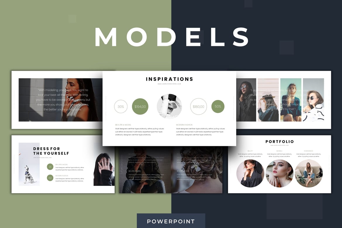 Template PowerPoint Models - Presentasi Profesional dengan Variasi Warna Menarik