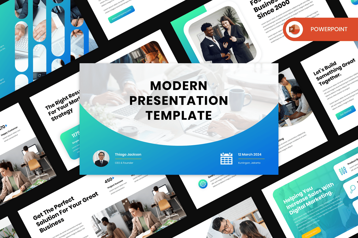 Template Presentasi PowerPoint Moden - Solusi Bisnis Profesional