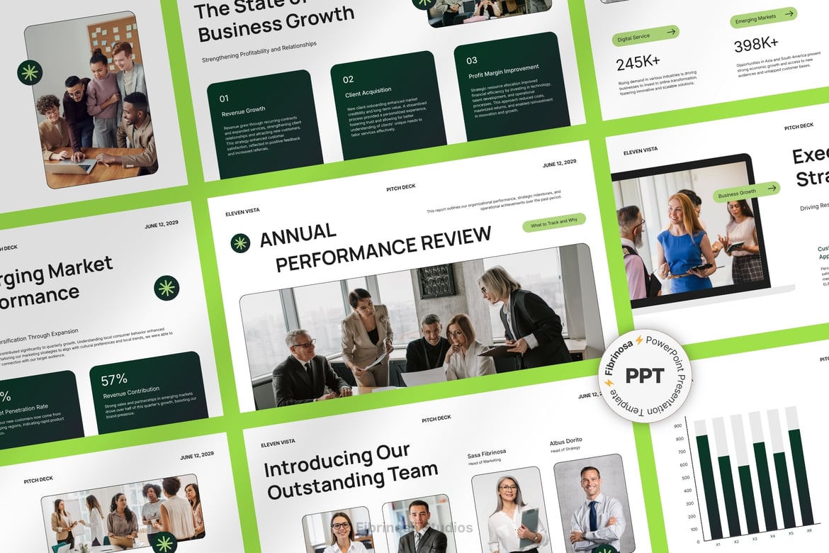 Template Presentasi PowerPoint Kinerja Tahunan Modern 173