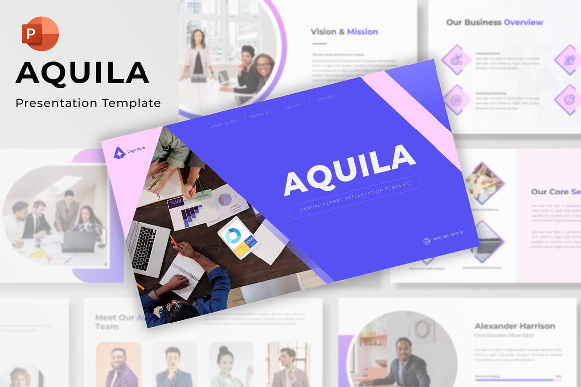 Template Presentasi Tahunan Aquila yang Modern dan Profesional