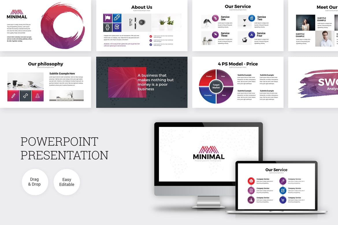 Template PowerPoint Rencana Bisnis Modern yang Menarik