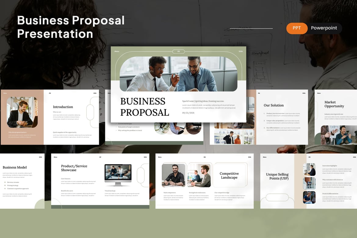 Template Presentasi PowerPoint Proposal Bisnis Modern yang Menarik