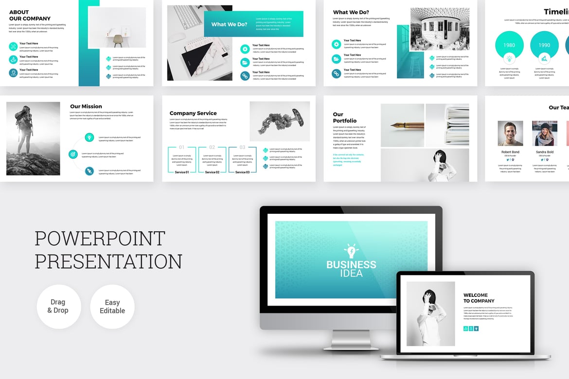 Template PowerPoint Bisnis Modern dan Minimalis yang Memukau