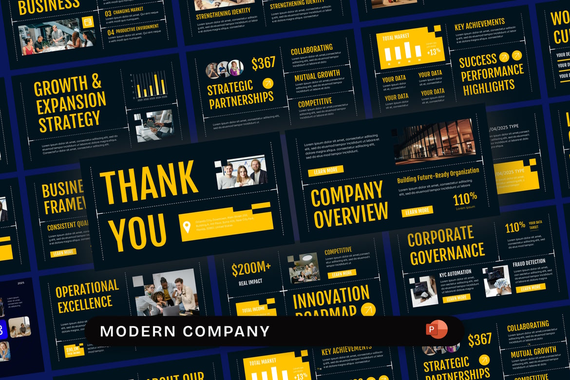 Template Presentasi PowerPoint Perusahaan Modern yang Menarik