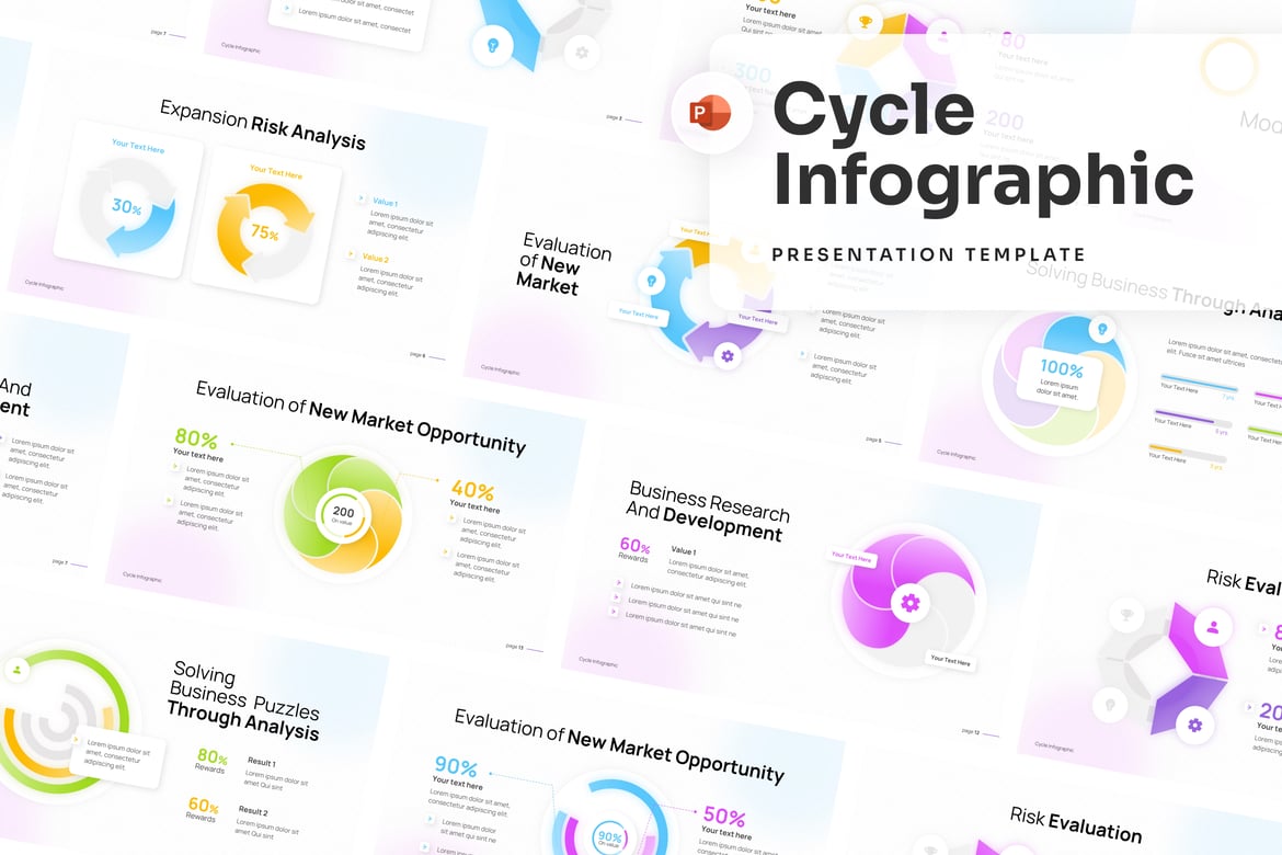 Template Presentasi Diagram Siklus Modern untuk PowerPoint