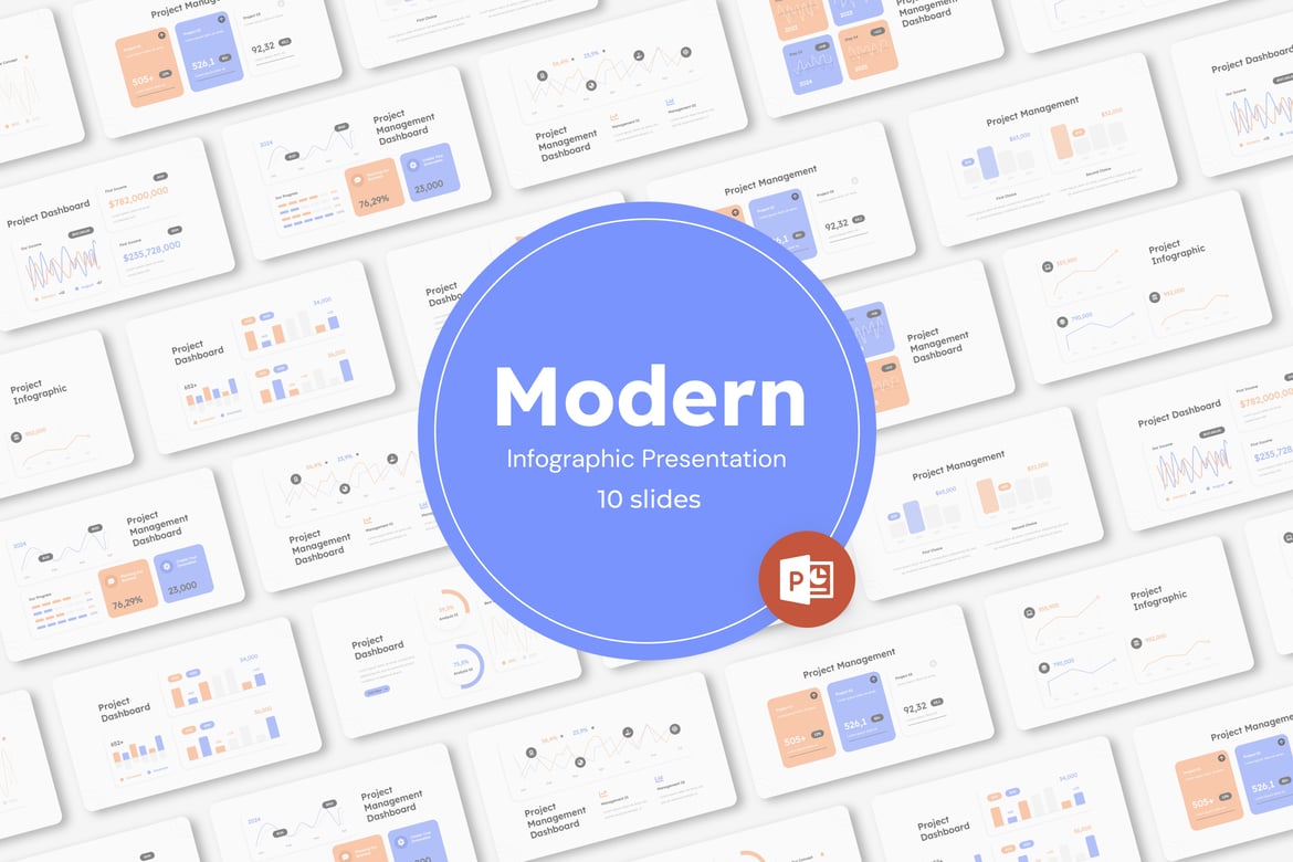 Template Presentasi PowerPoint Infografis Dashboard Modern