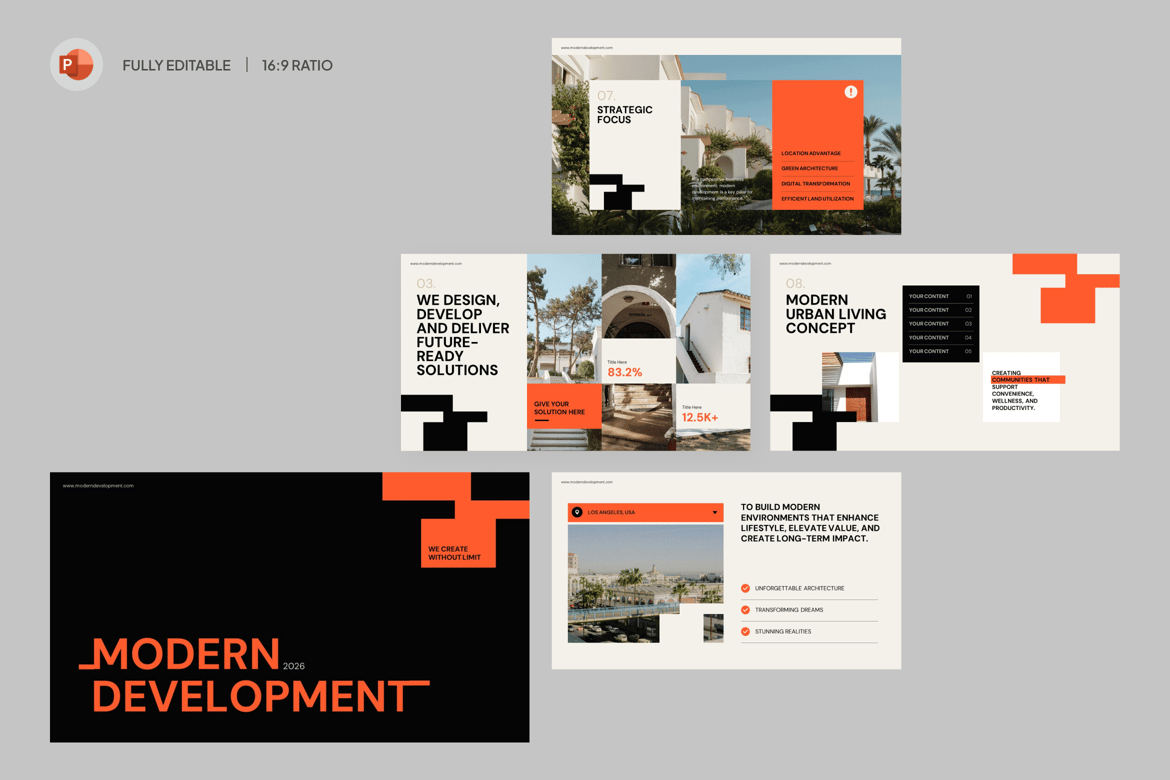 Template Presentasi PowerPoint Real Estate Modern yang Menarik