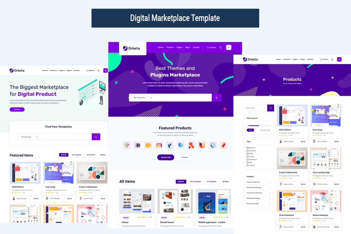 Template Website Marketplace Digital Modern dan Responsif