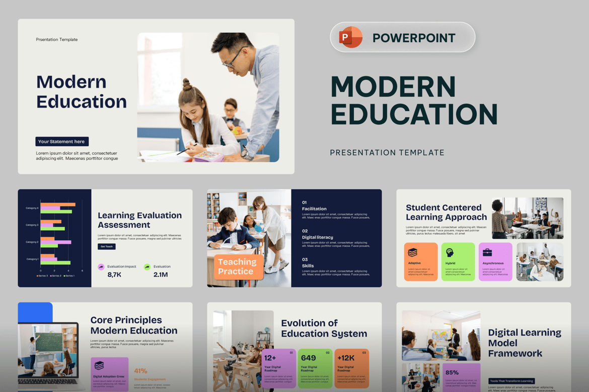 Template PowerPoint Pendidikan Modern untuk Pembelajaran Inovatif