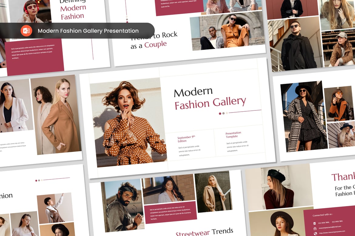 Template Presentasi PowerPoint Galeri Fashion Modern