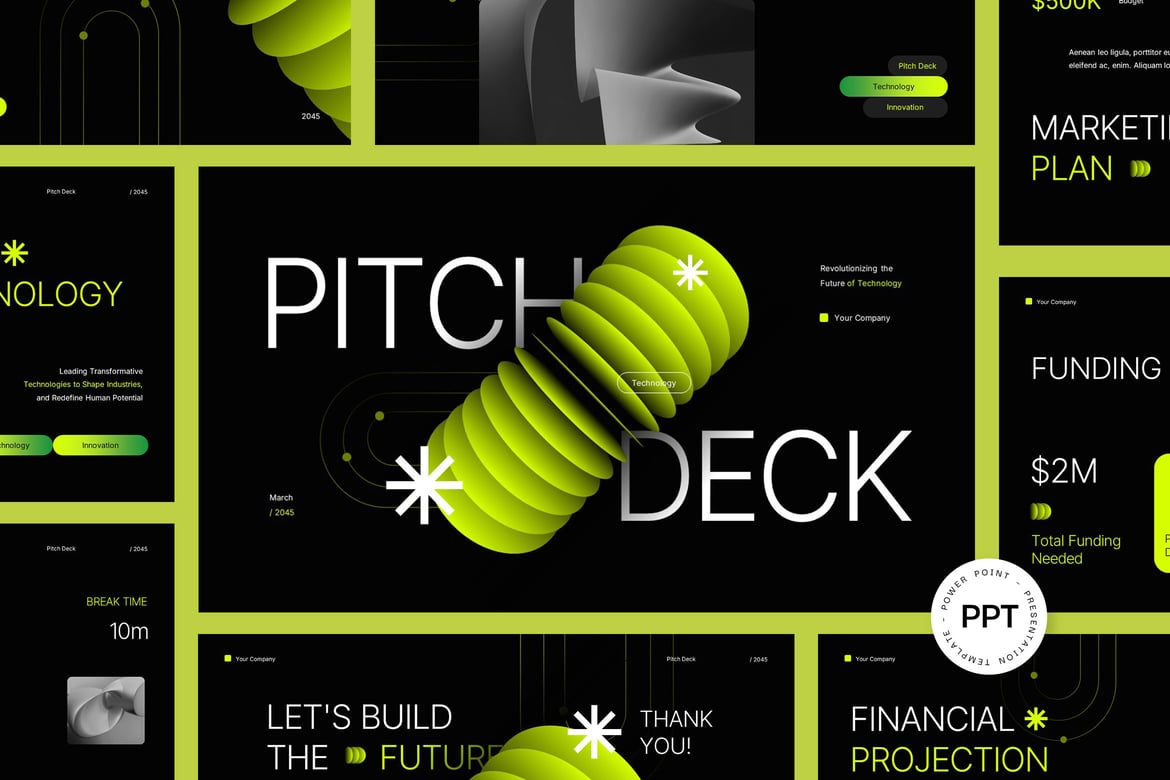 Template Presentasi Powerpoint Futuristik dan Modern untuk Pitch Deck