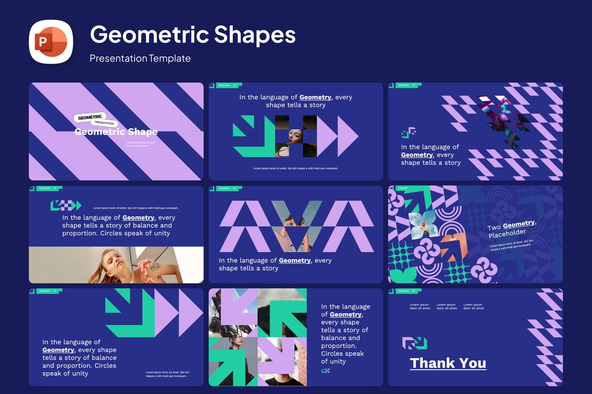 Template Presentasi PowerPoint Bentuk Geometris Modern