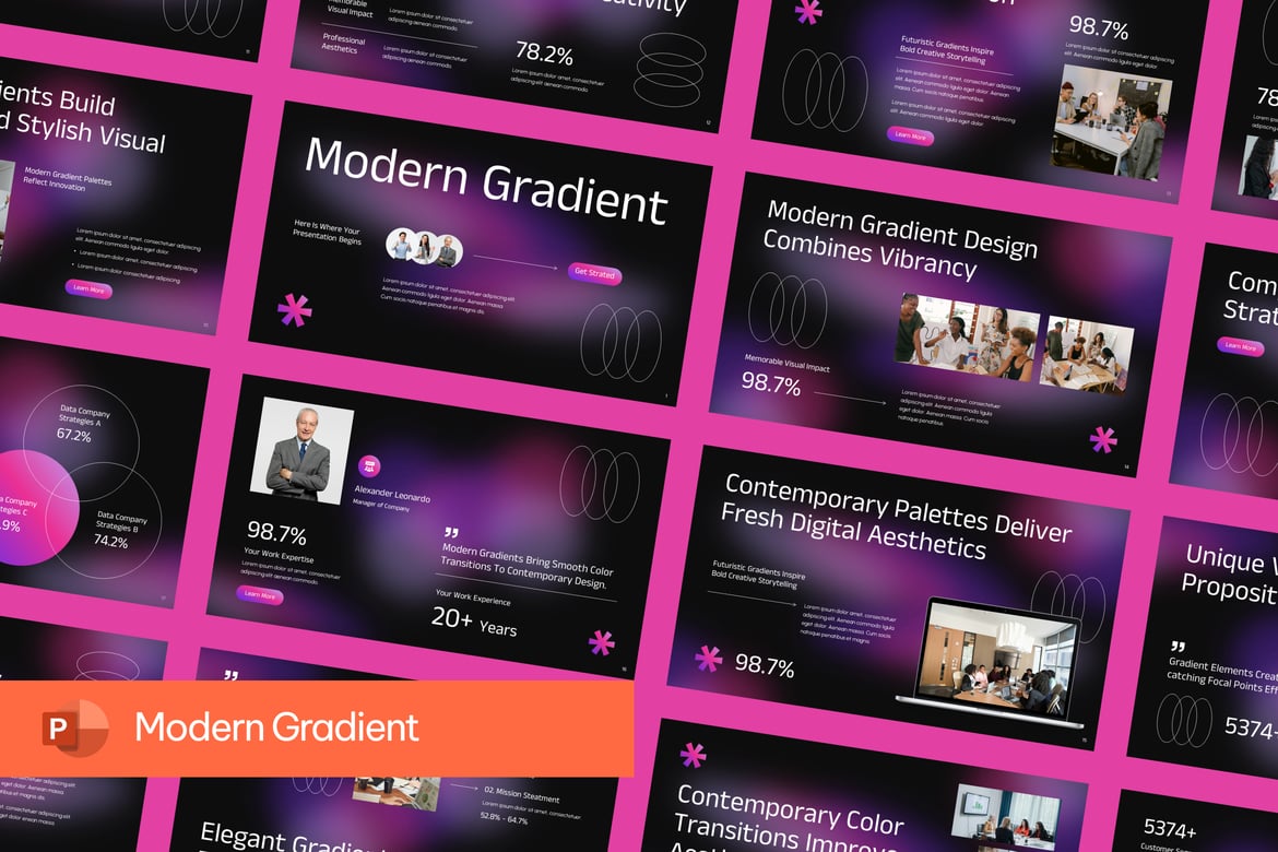 Template Presentasi PowerPoint Gradien Modern yang Menarik