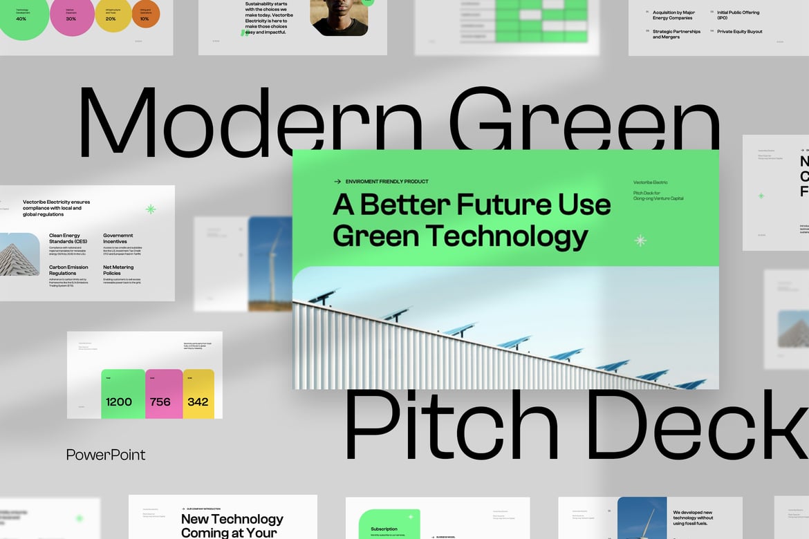 Template Presentasi Pitch Deck Energi Hijau Modern
