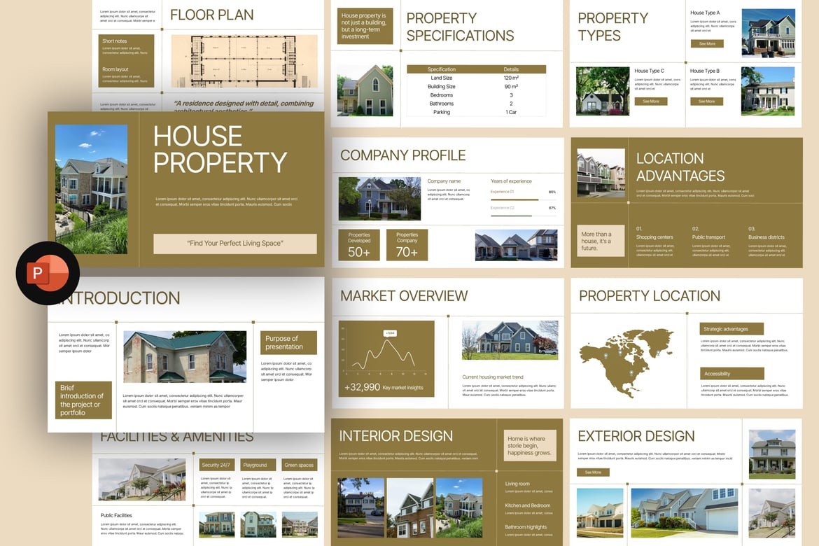 Template Presentasi PowerPoint Properti Modern untuk Real Estat
