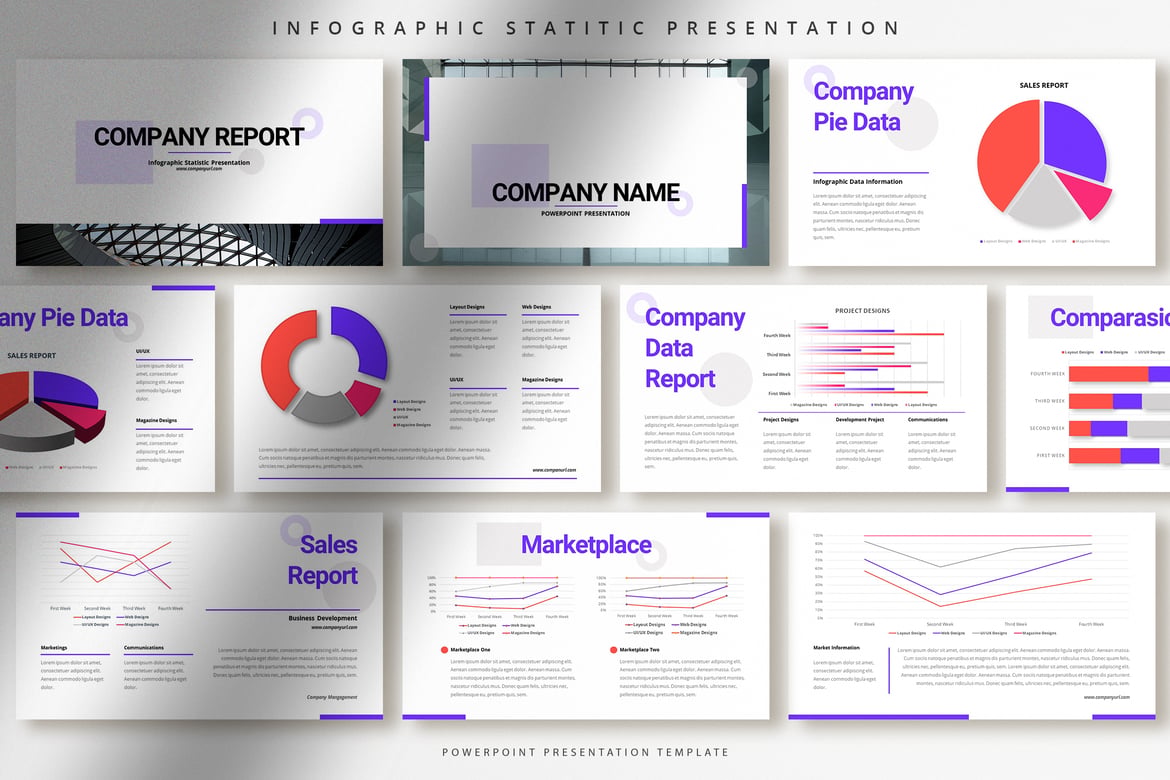 Template Presentasi PowerPoint Infografis Modern untuk Laporan Bisnis