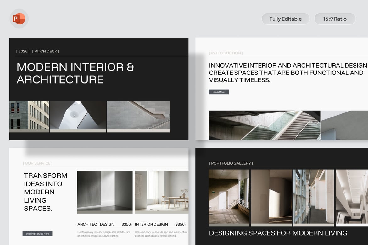 Template PowerPoint Interior Modern & Arsitektur yang Elegan