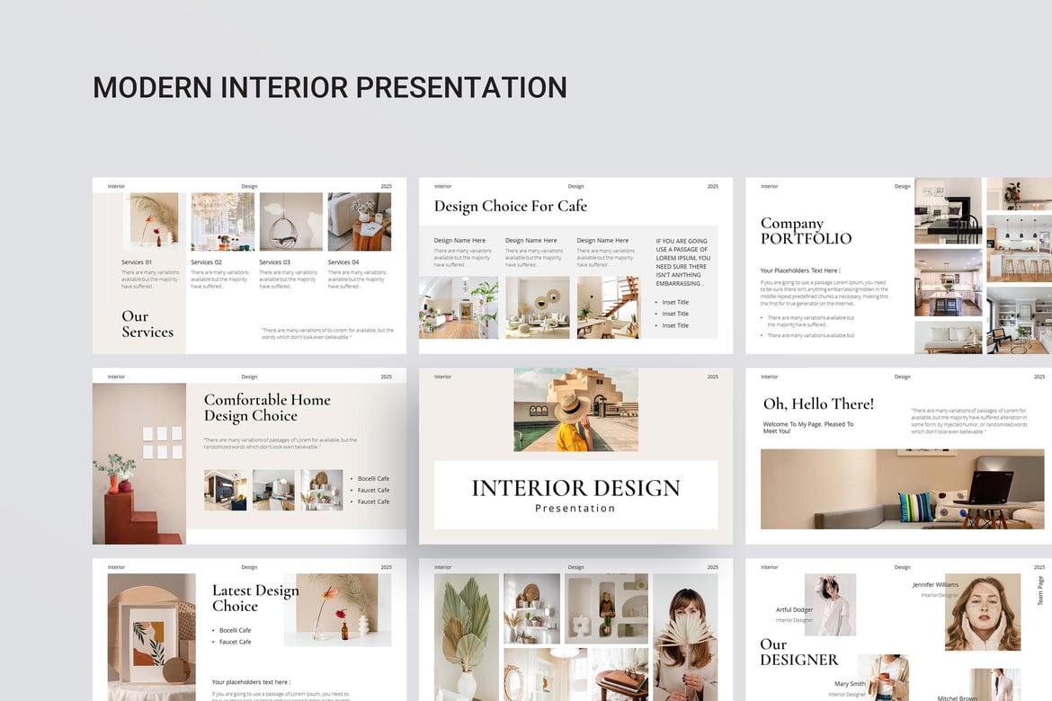 Template Presentasi PowerPoint Interior Modern yang Menarik