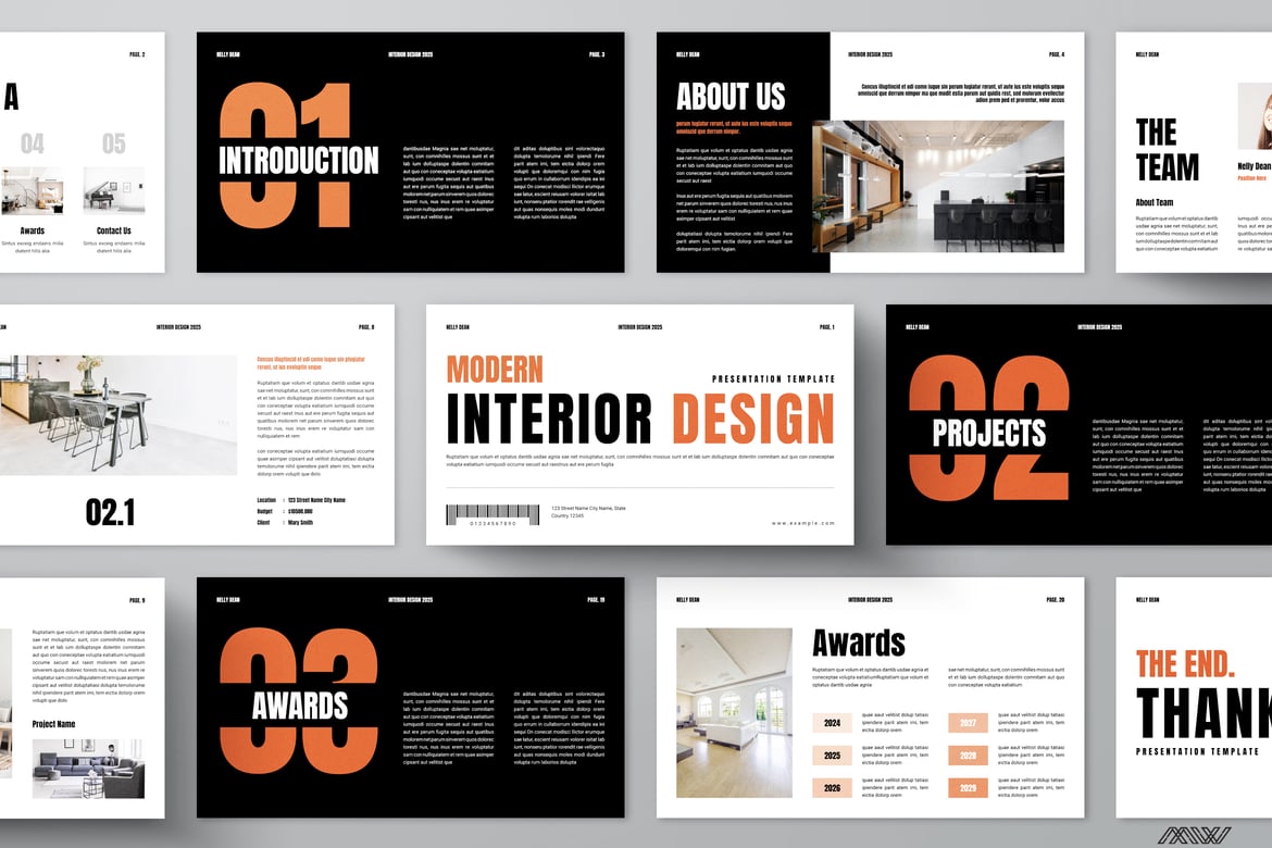 Template Presentasi PowerPoint Interior Modern yang Menarik
