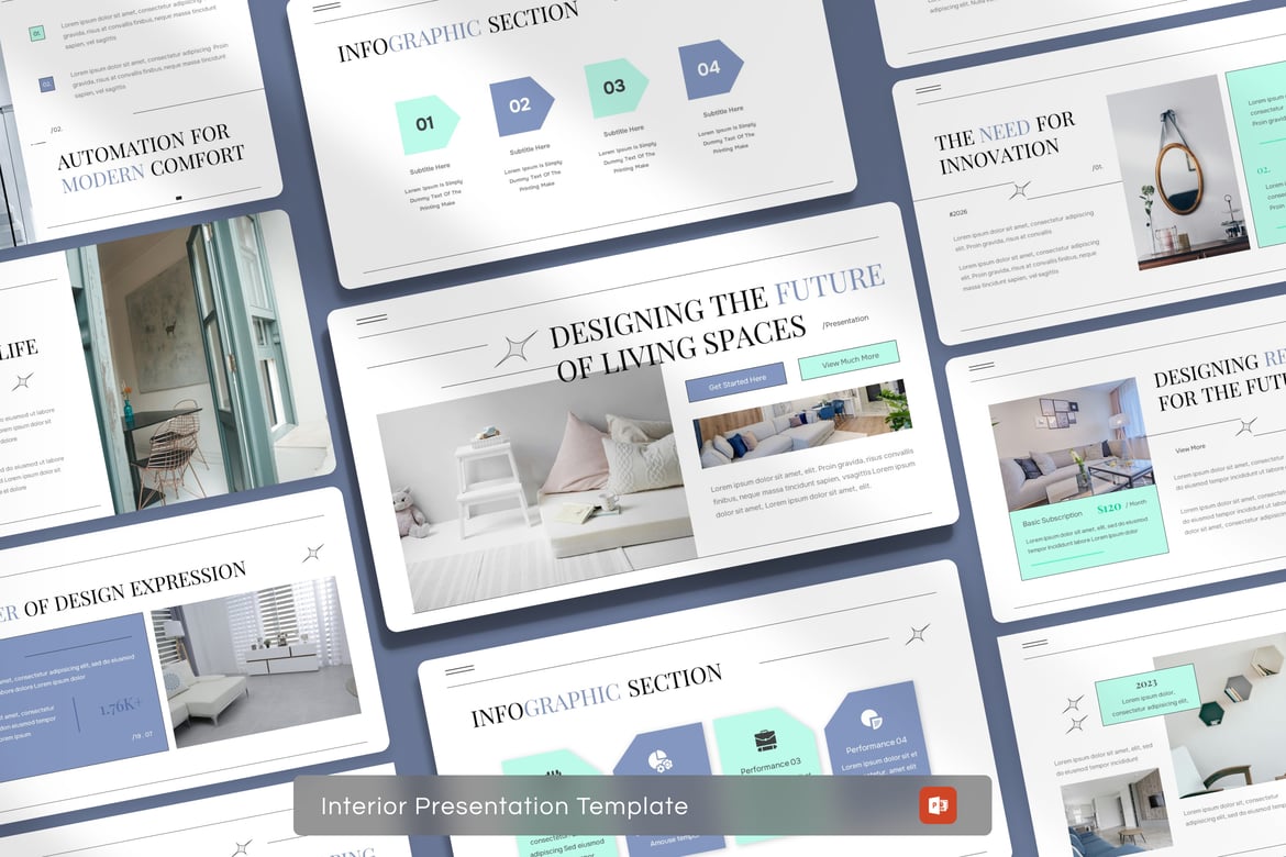 Template Presentasi PowerPoint Interior Modern yang Menarik