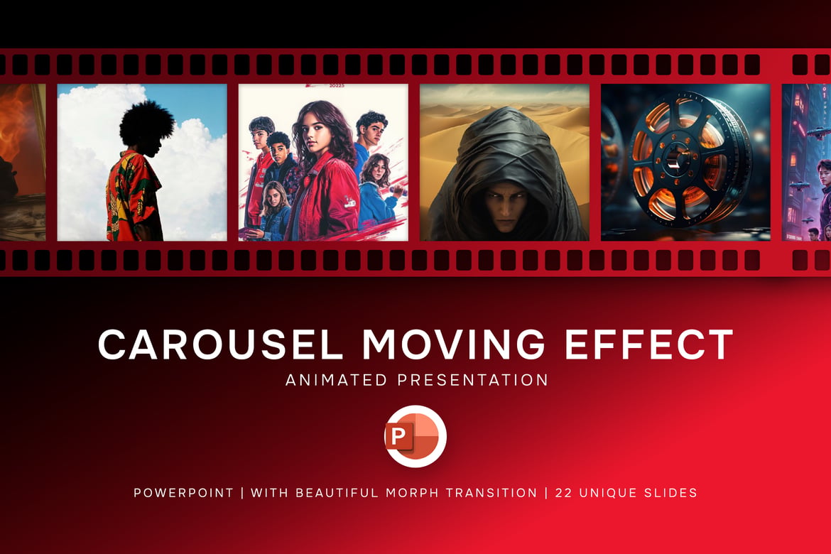 Template PowerPoint dengan Efek Animasi Carousel Modern