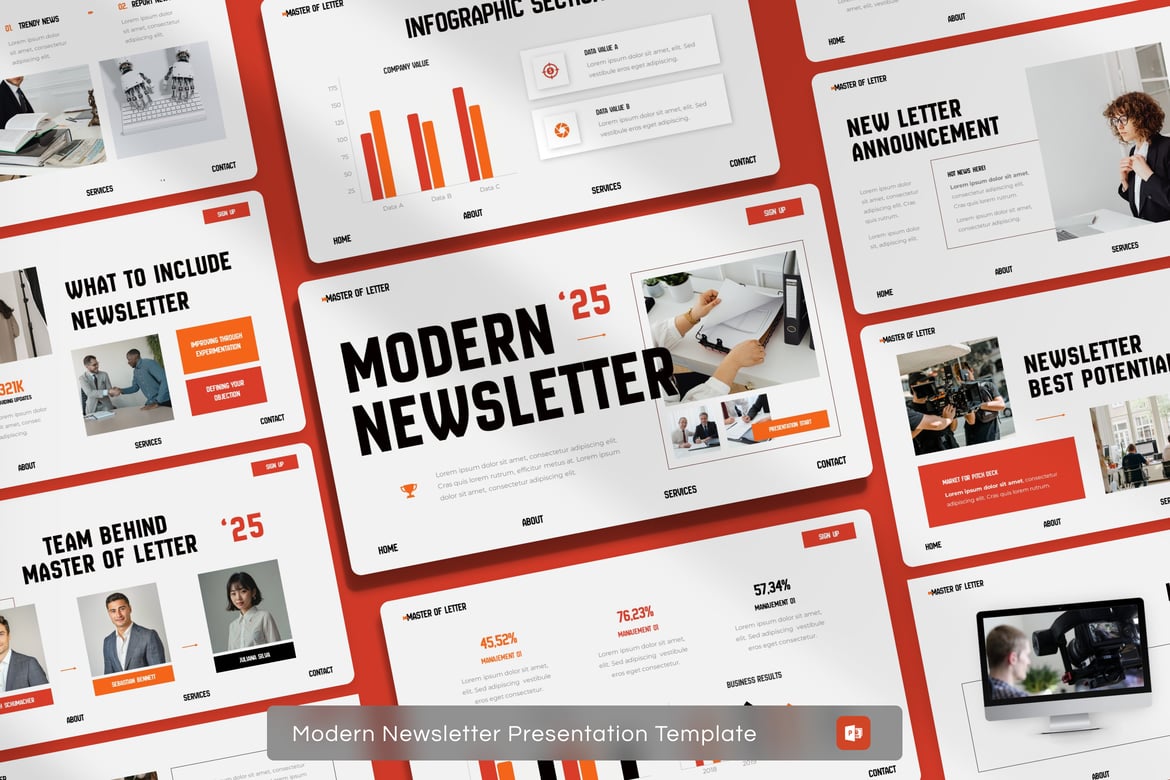 Template Presentasi PowerPoint untuk Layanan Newsletter Modern