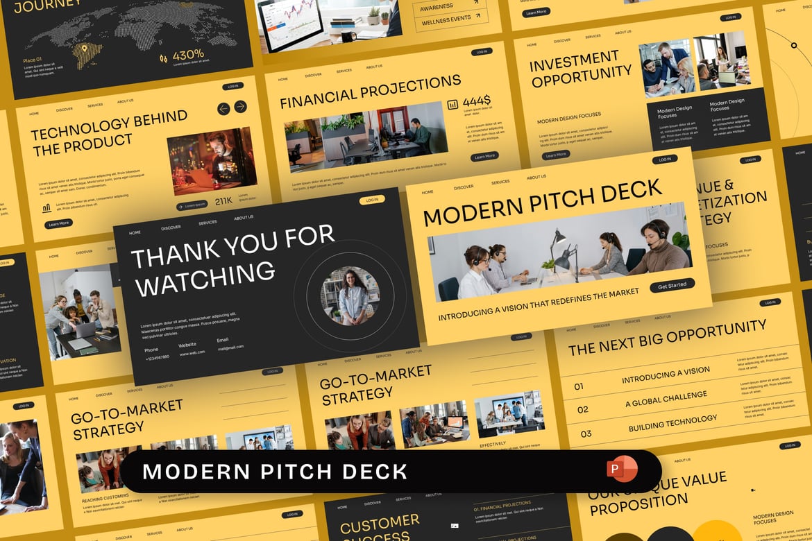 Template Presentasi Pitch Deck Modern untuk PowerPoint